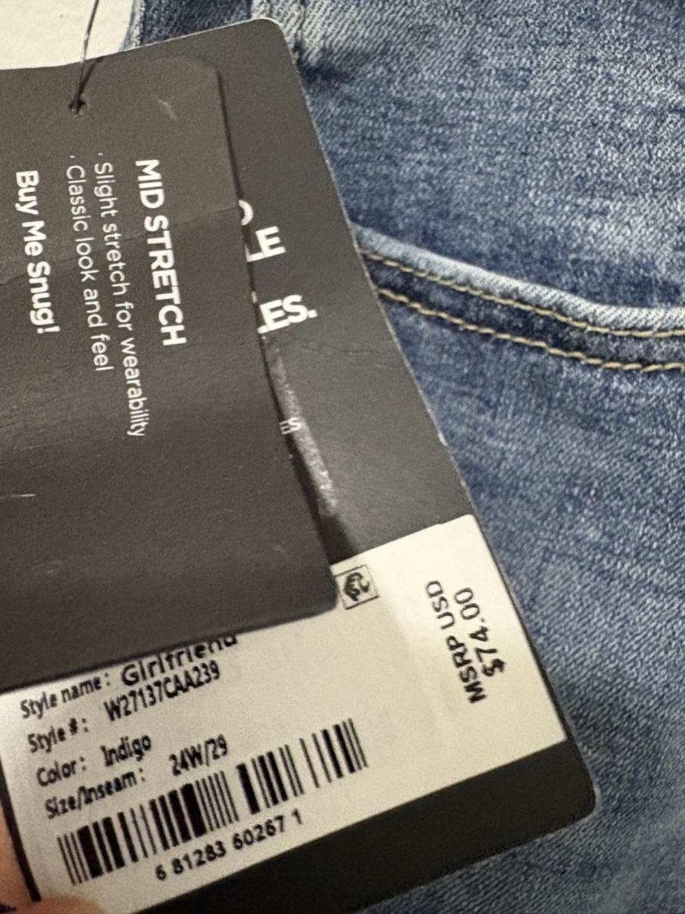 NWT Silver Jeans Co Girlfriend Mid Rise Skinny Leg Womens Size 24W x 29 Inseam - Picture 6 of 8